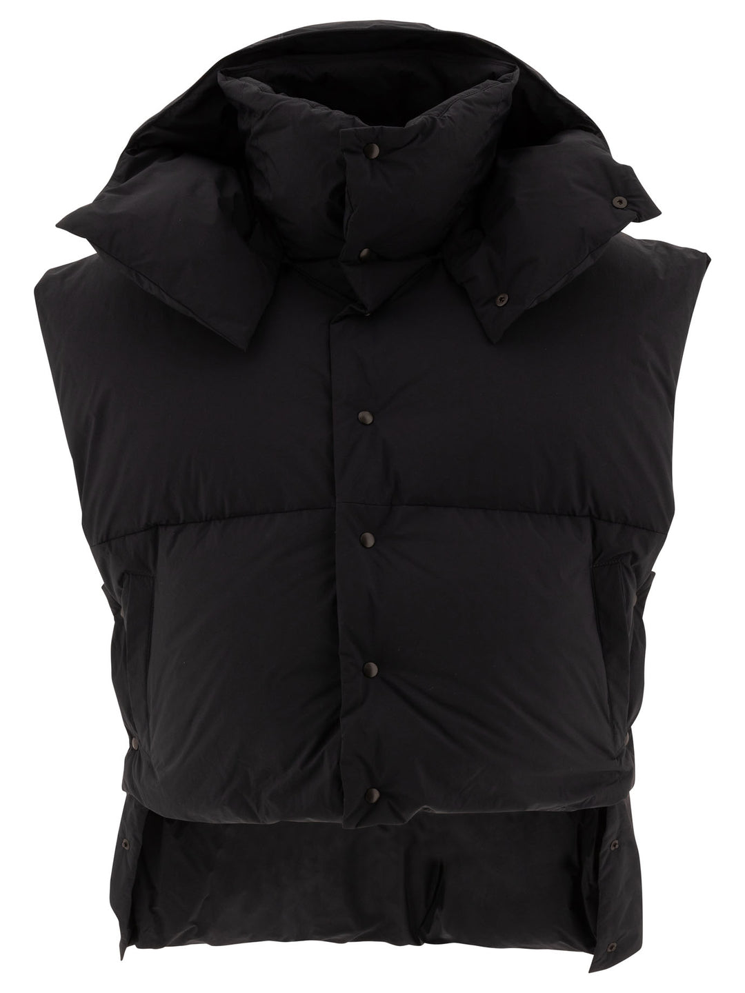 Oversize Asymmetric Down Vest Jackets Black