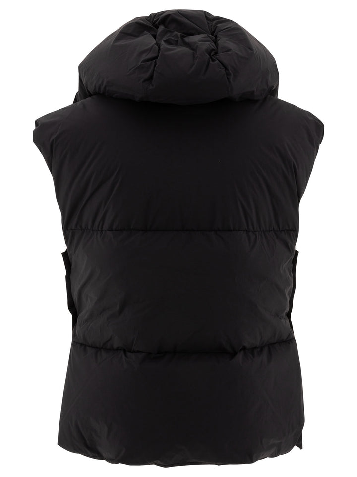 Oversize Asymmetric Down Vest Jackets Black