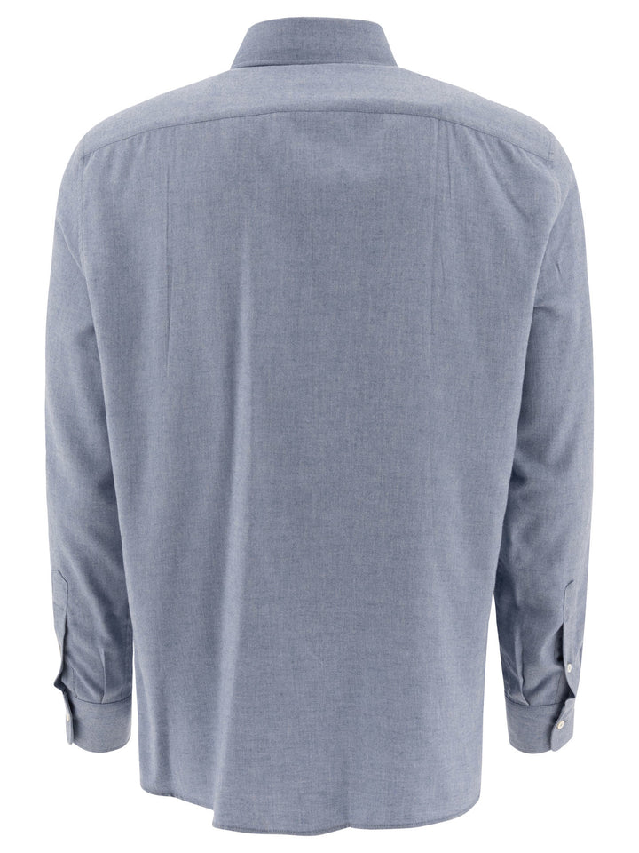 Cotton-Blend Shirt Shirts Light Blue