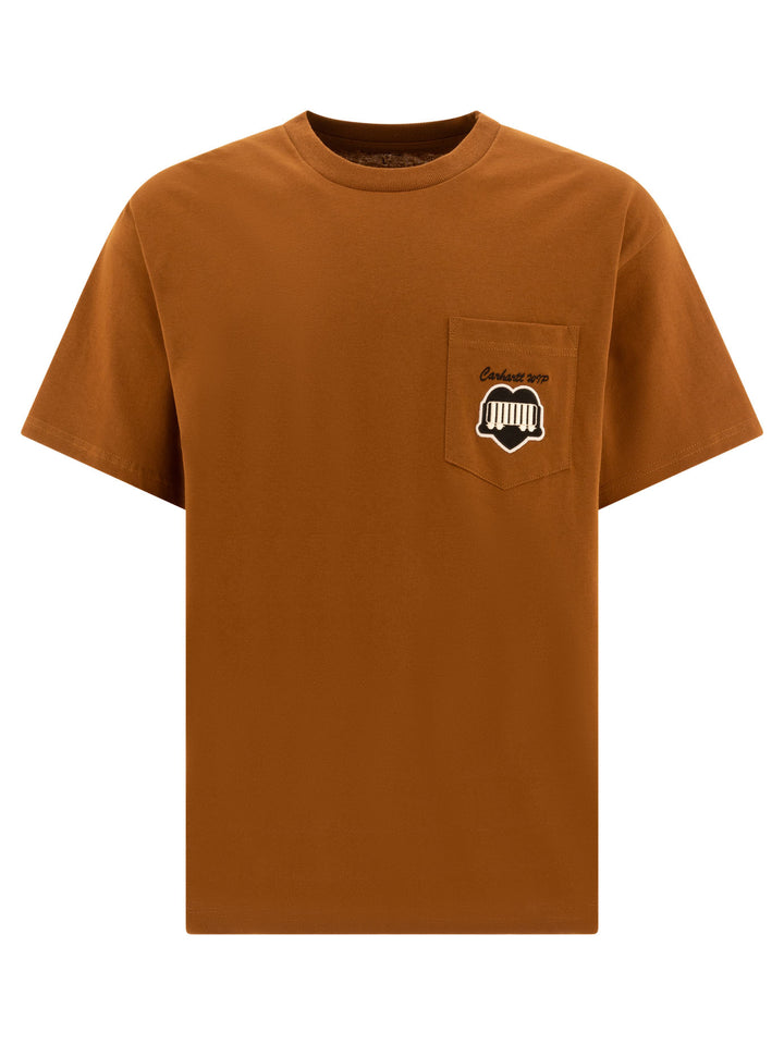 Heart Train Pocket T-Shirts Brown