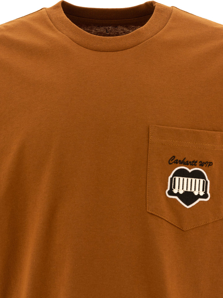 Heart Train Pocket T-Shirts Brown