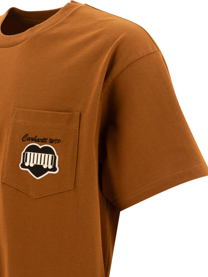 Heart Train Pocket T-Shirts Brown