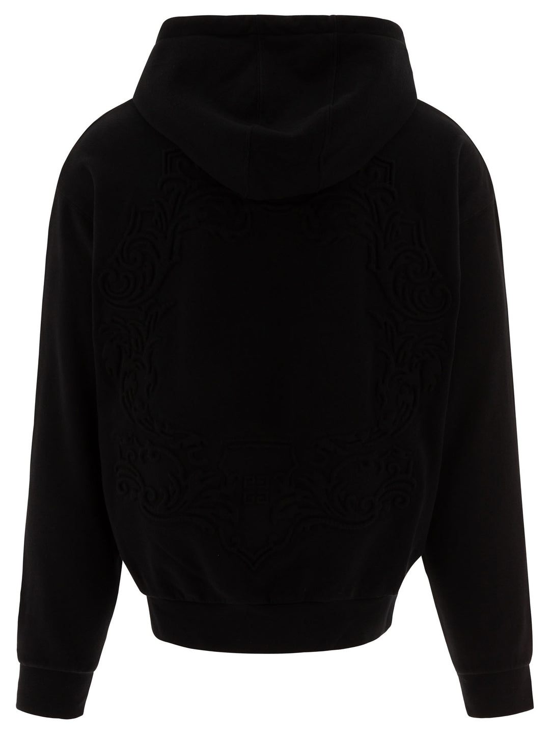 Hoodie With Baroque Embossing Sweatshirts Black