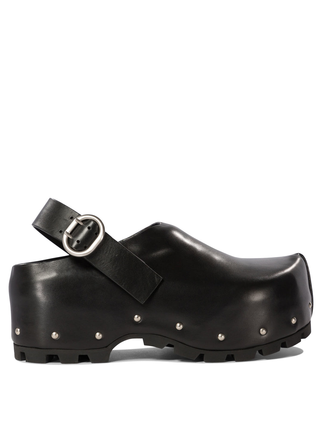 Leather Clogs With Studs Loafers & Slippers Black