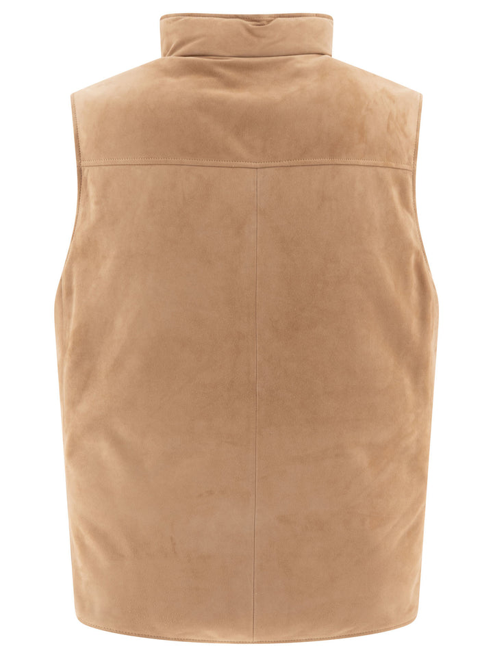 Suede Down Vest Jackets Beige