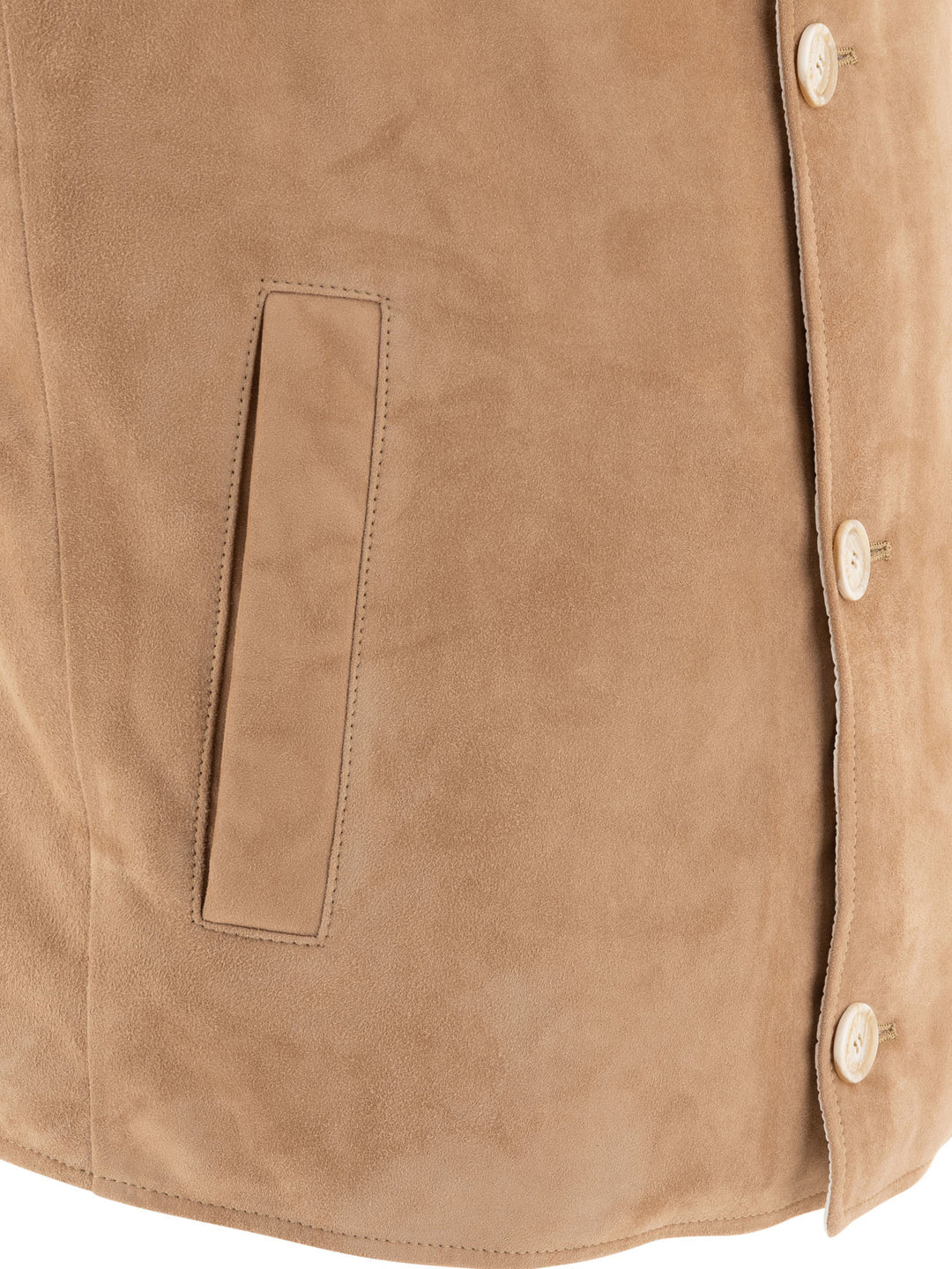 Suede Down Vest Jackets Beige