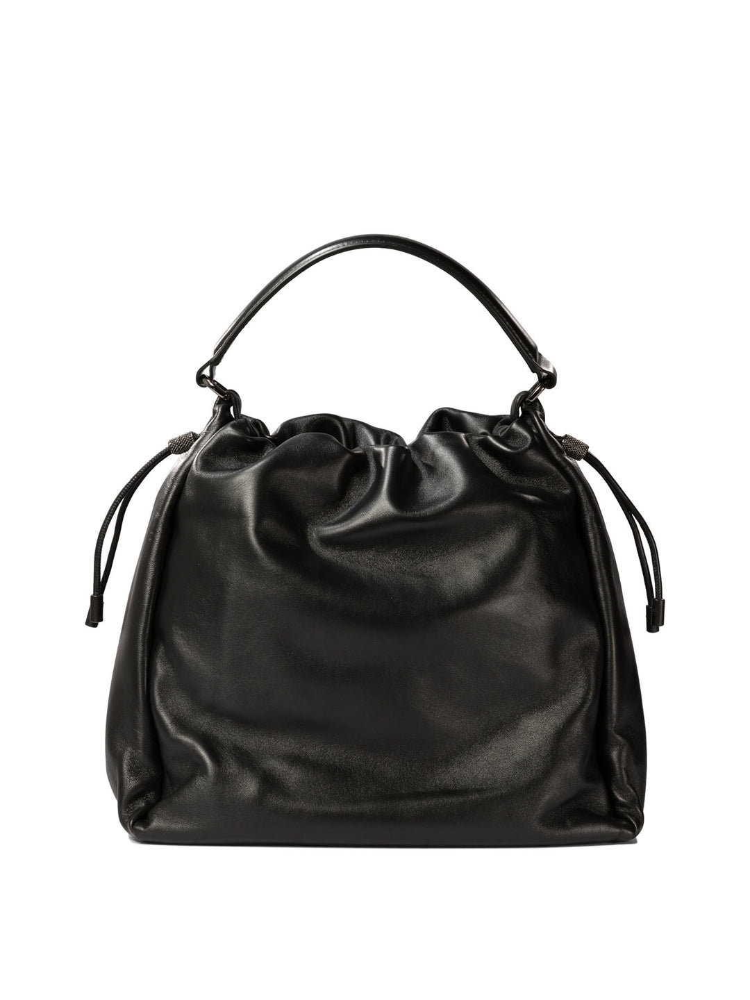 Bucket Bag In Soft Leather With Monili Shoulder Bags Black