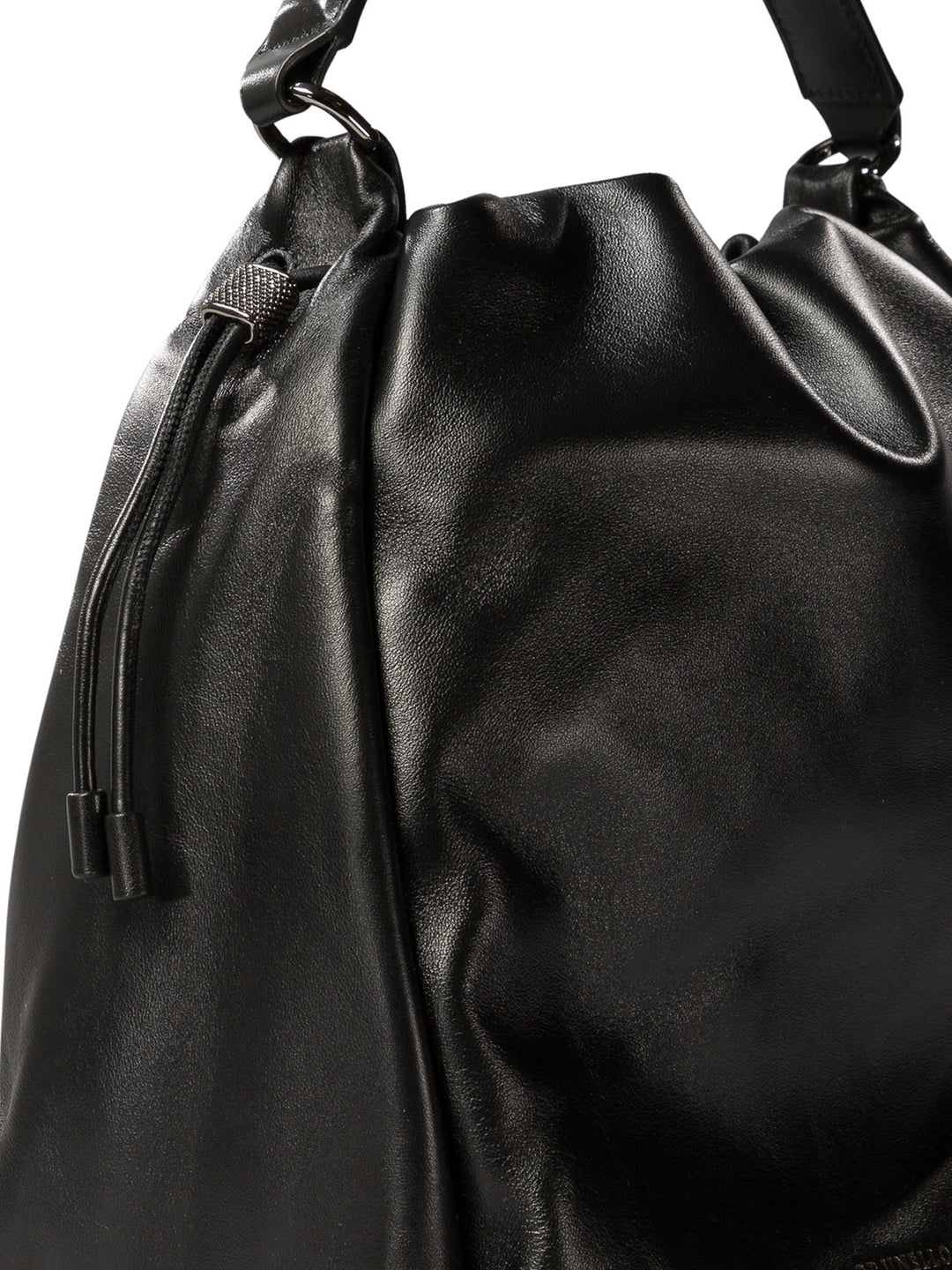 Bucket Bag In Soft Leather With Monili Shoulder Bags Black