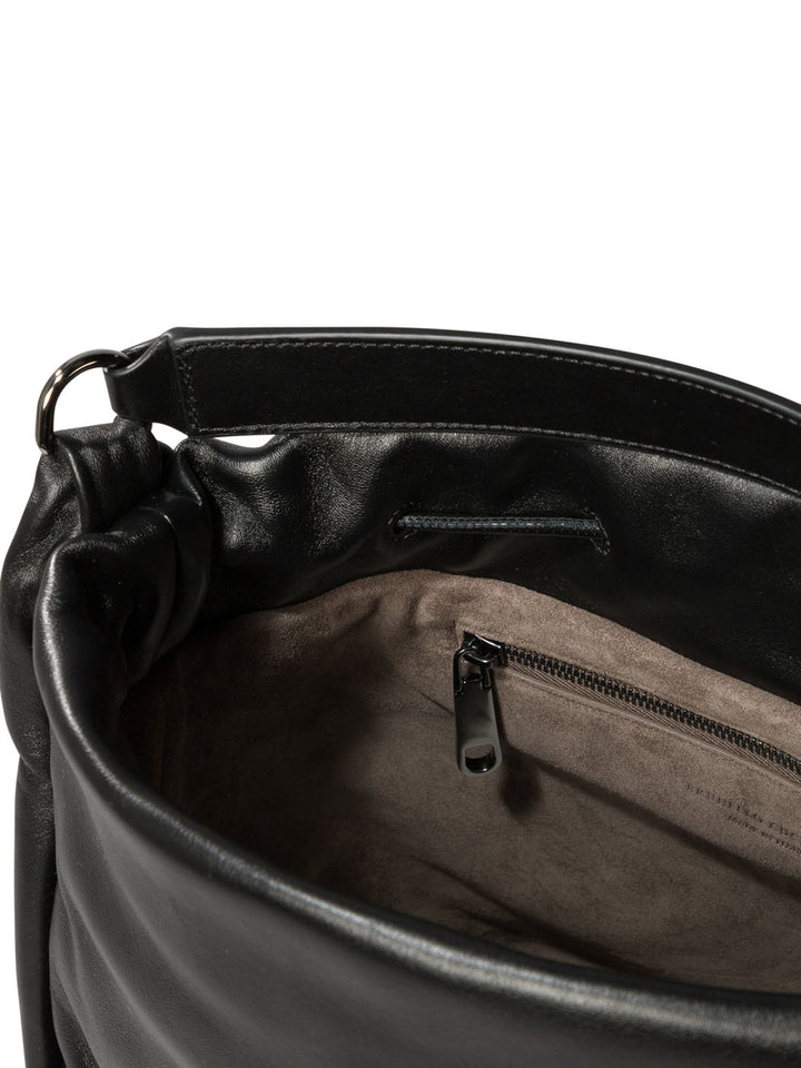 Bucket Bag In Soft Leather With Monili Shoulder Bags Black