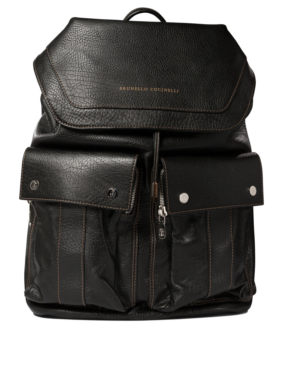 Grained Calfskin Leisure Backpack Backpacks Black