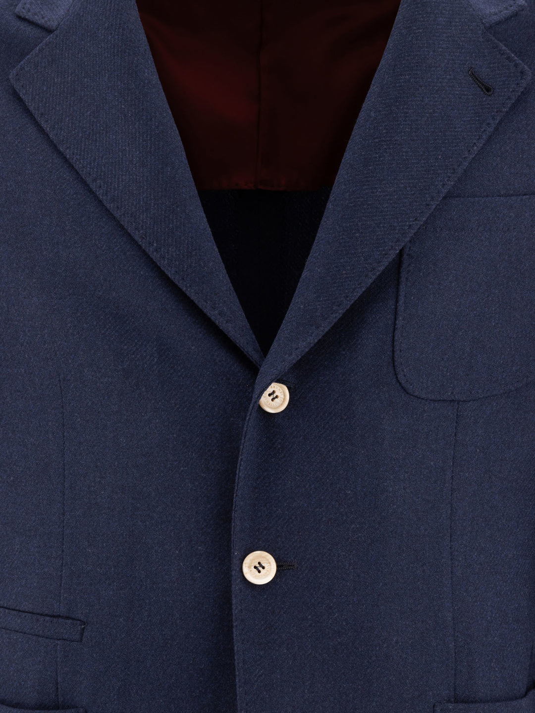 Wool, Silk And Cashmere Diagonal Deconstructed Blazer With Patch Pockets Jackets Blue