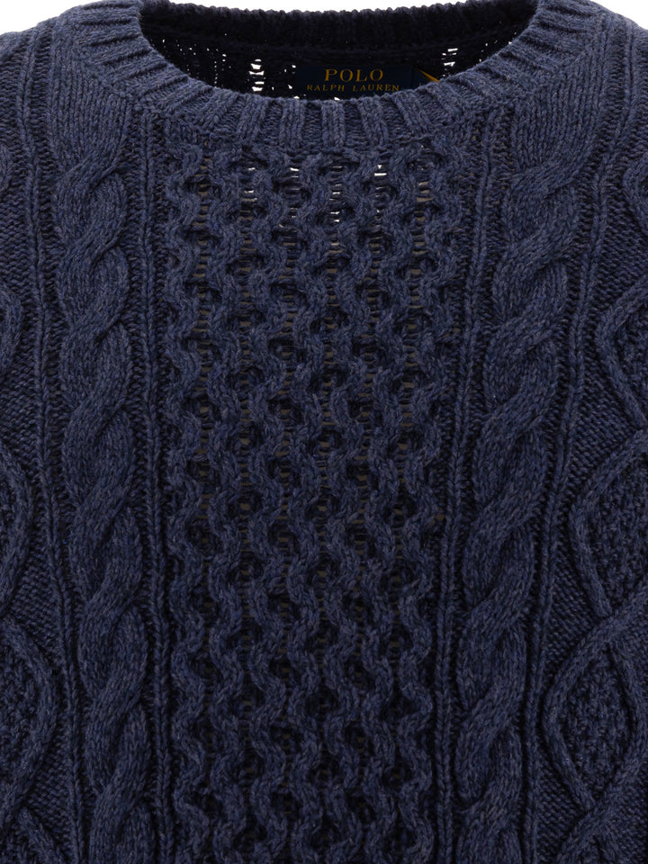 Cable-Knit Sweater Knitwear Blue