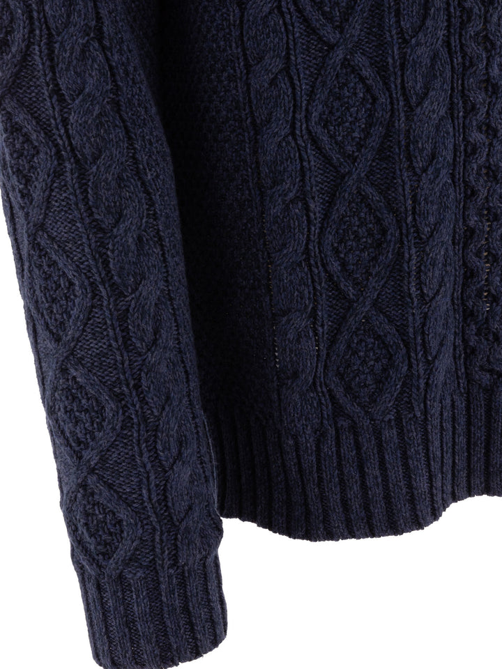 Cable-Knit Sweater Knitwear Blue