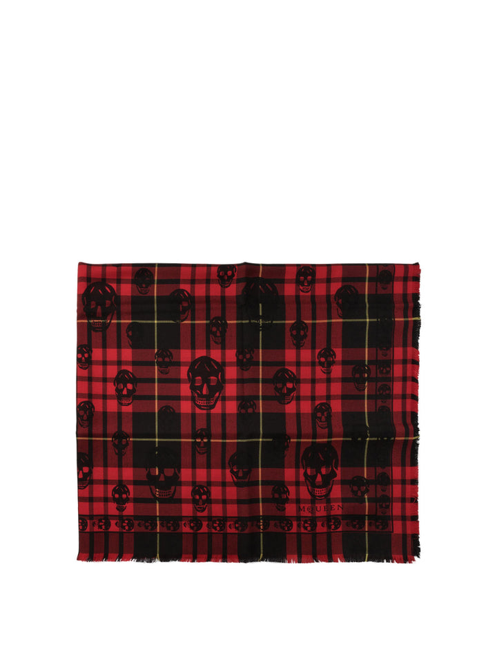 Tartan Skull Scarves Red