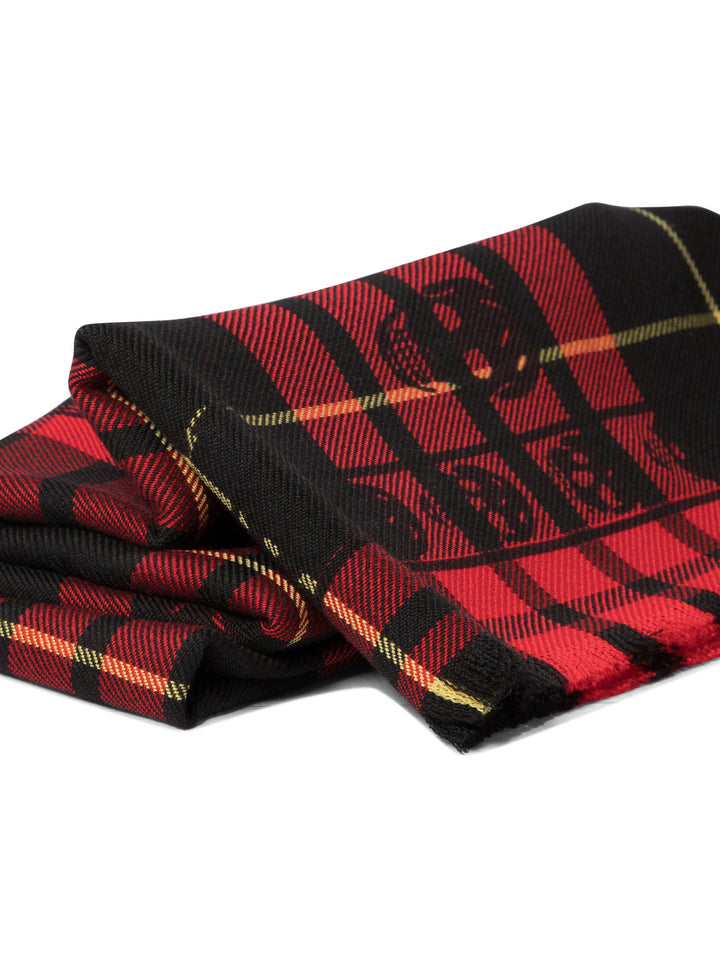 Tartan Skull Scarves Red