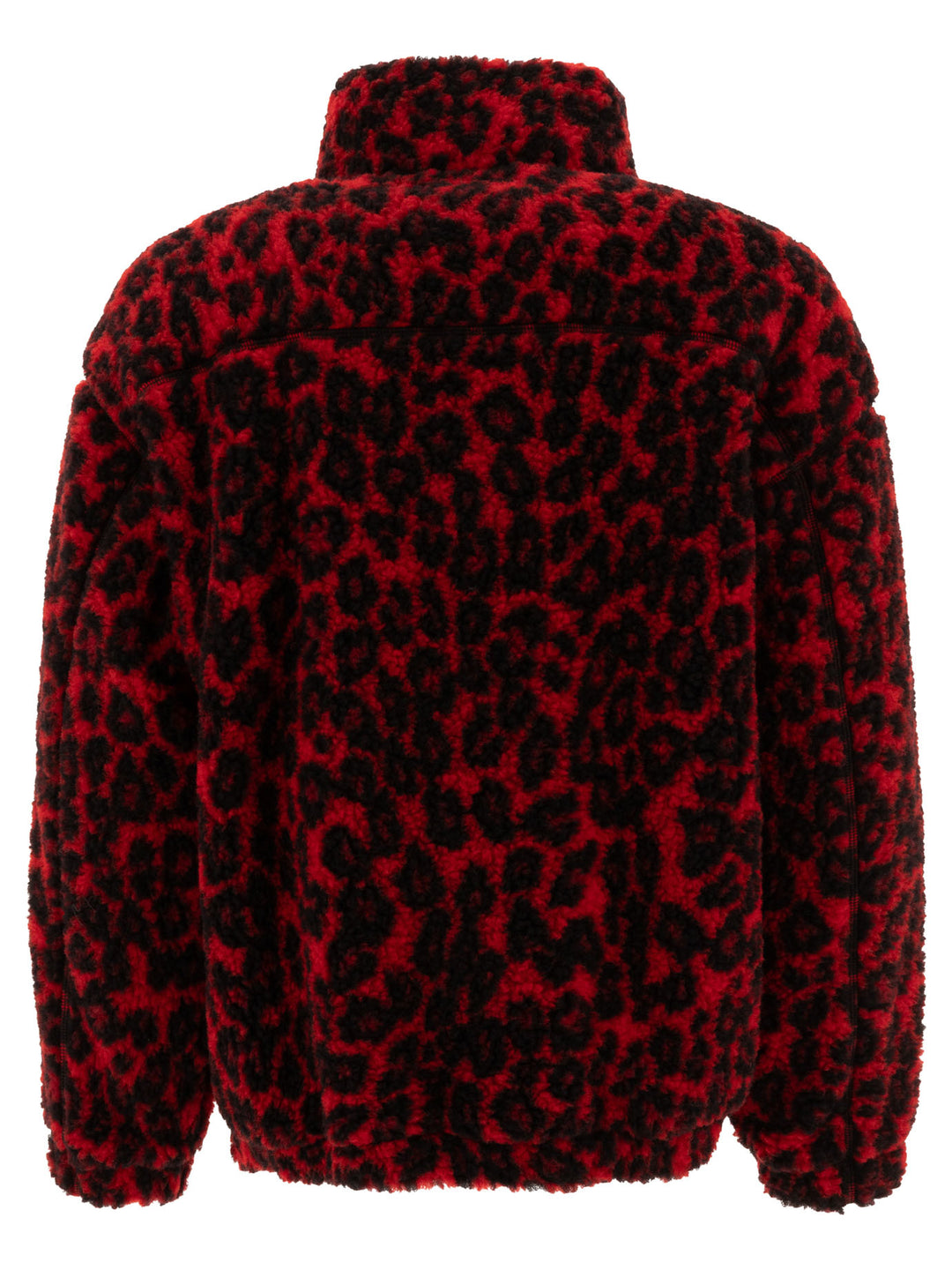 Leopard Print Fleece Jacket Jackets Red