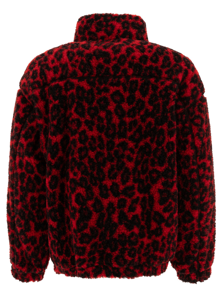 Leopard Print Fleece Jacket Jackets Red