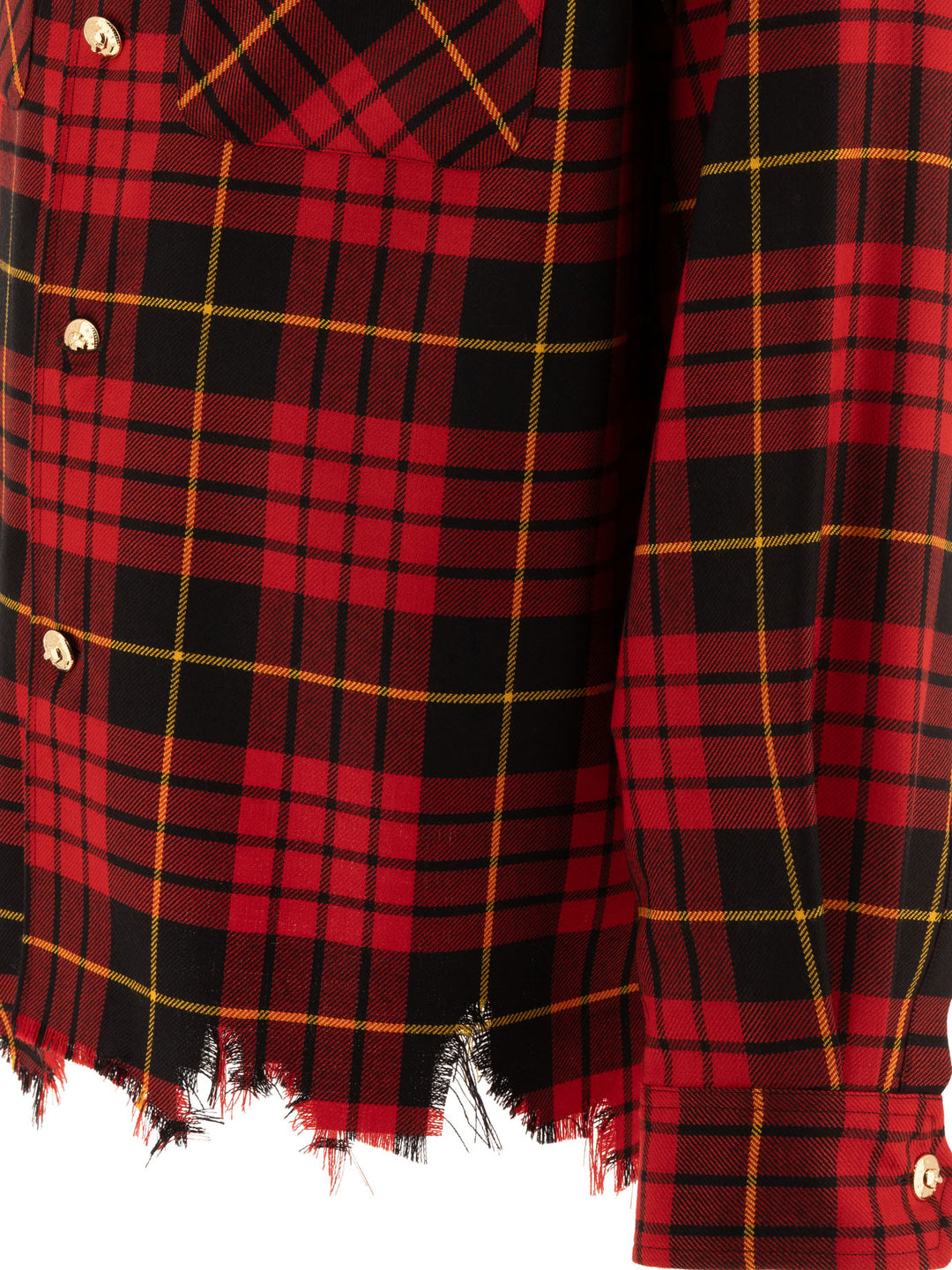 Distressed Tartan Overshirt Jackets Red