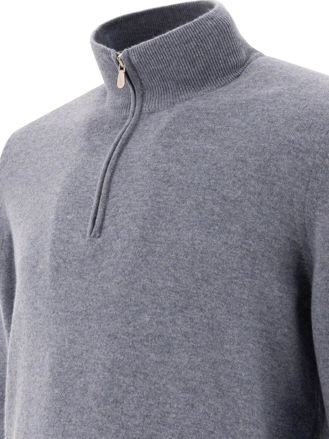 Half-Zip Cashmere Sweater Knitwear Light Blue