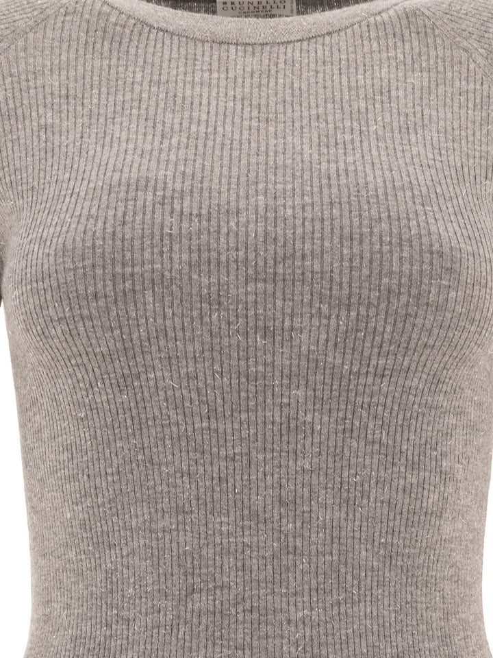 Ribbed Cashmere Sparling Sweater Knitwear Grey