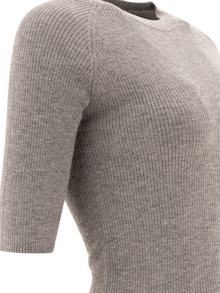 Ribbed Cashmere Sparling Sweater Knitwear Grey