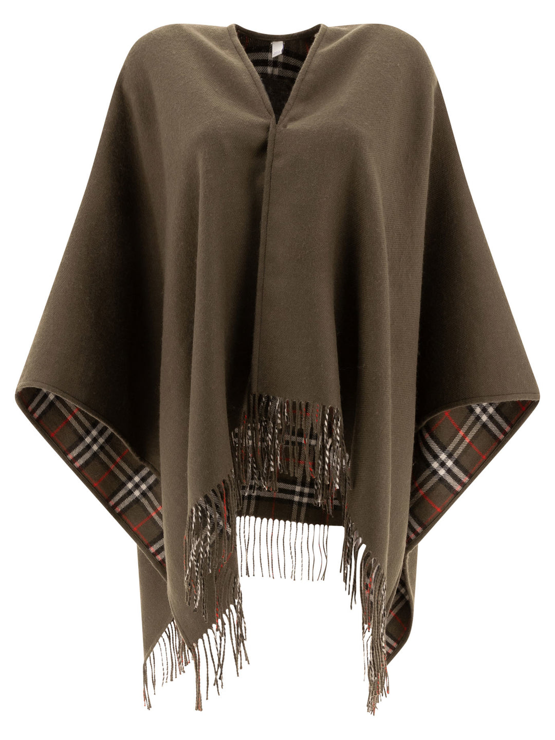 Reversible Cape In Check Wool Coats Green