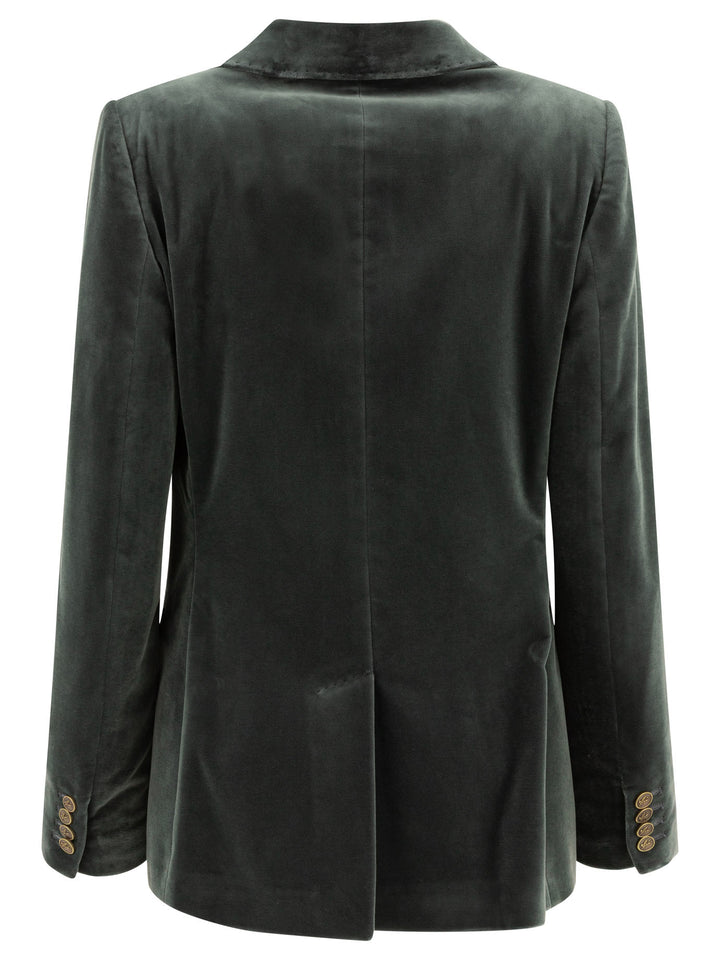 Double-Breasted Velvet Blazer Jackets Grey