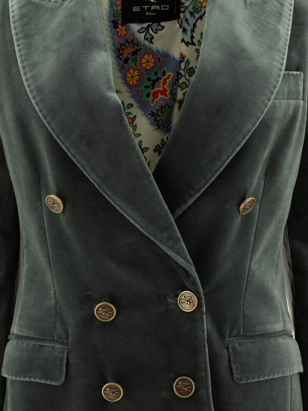 Double-Breasted Velvet Blazer Jackets Grey