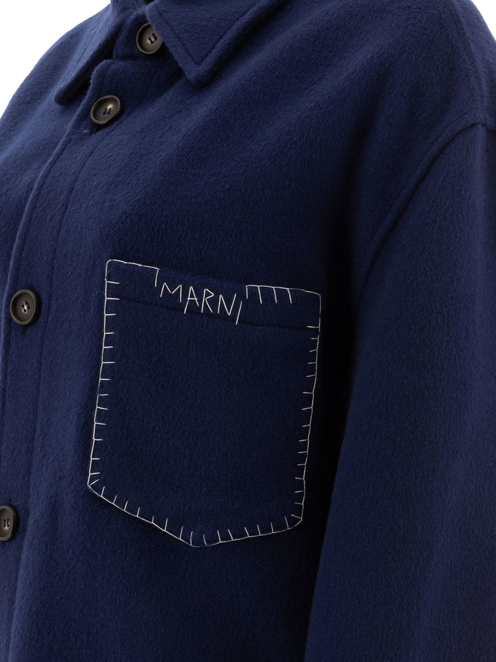 Overshirt-Style Coat Jackets Blue