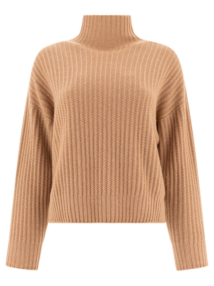 Turtleneck Sweater With Lurex Knitwear Brown