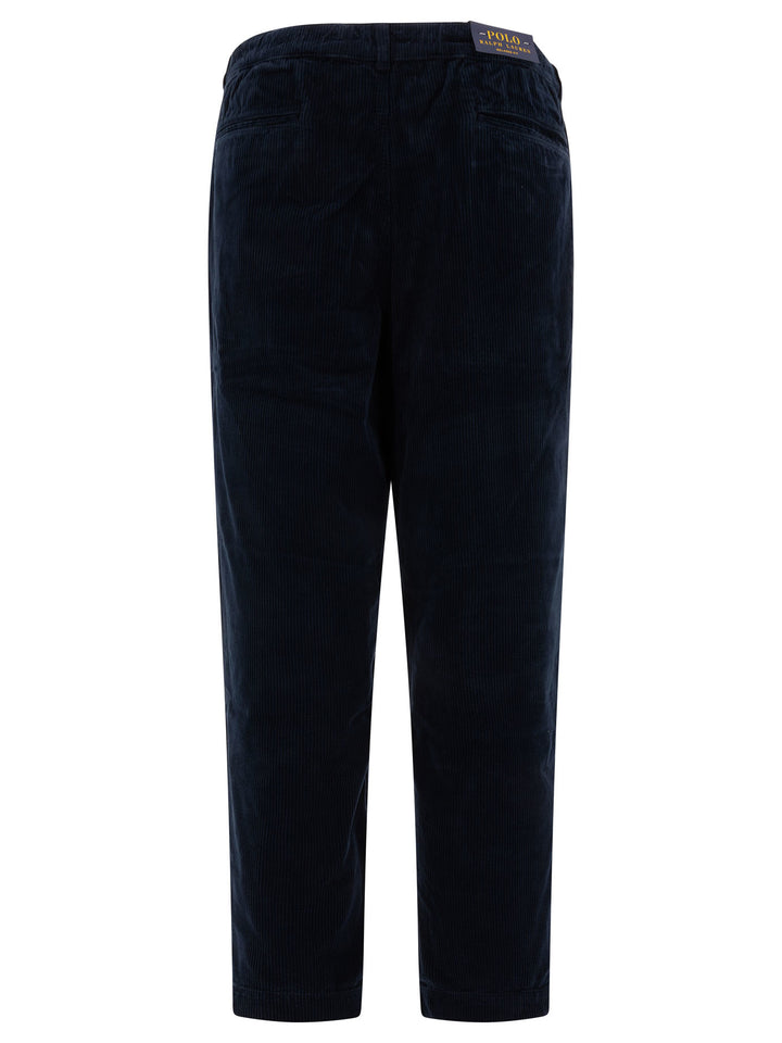 Pleated Corduroy Trousers Blue