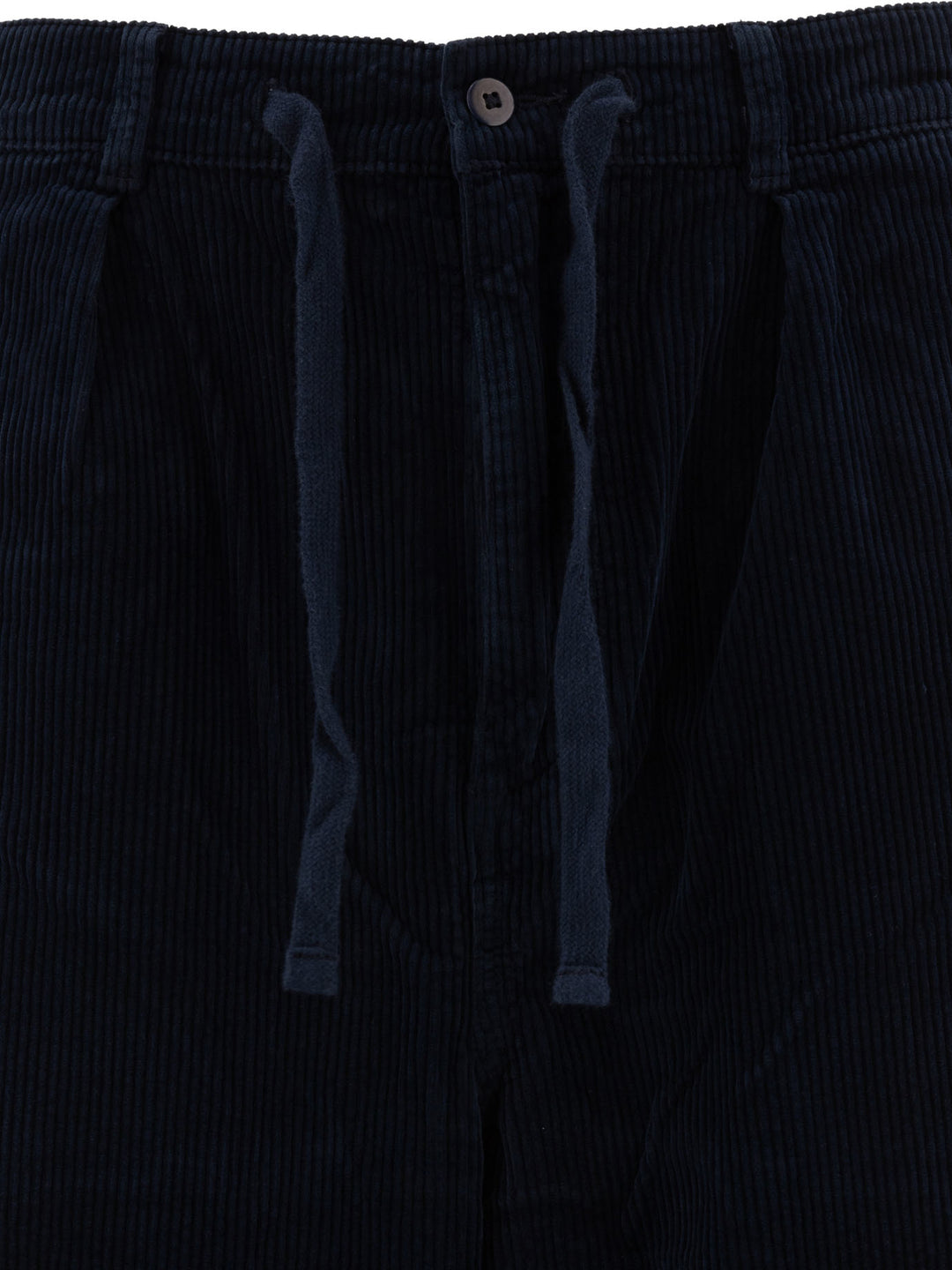 Pleated Corduroy Trousers Blue