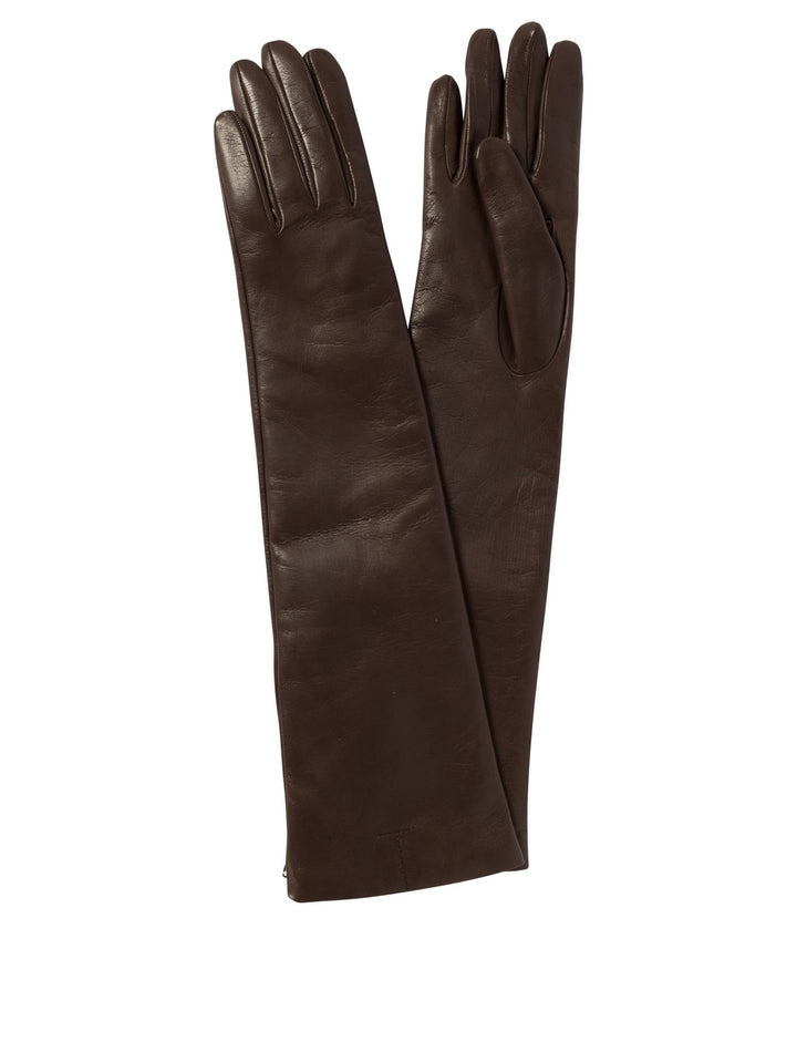 Long Leather Gloves Brown