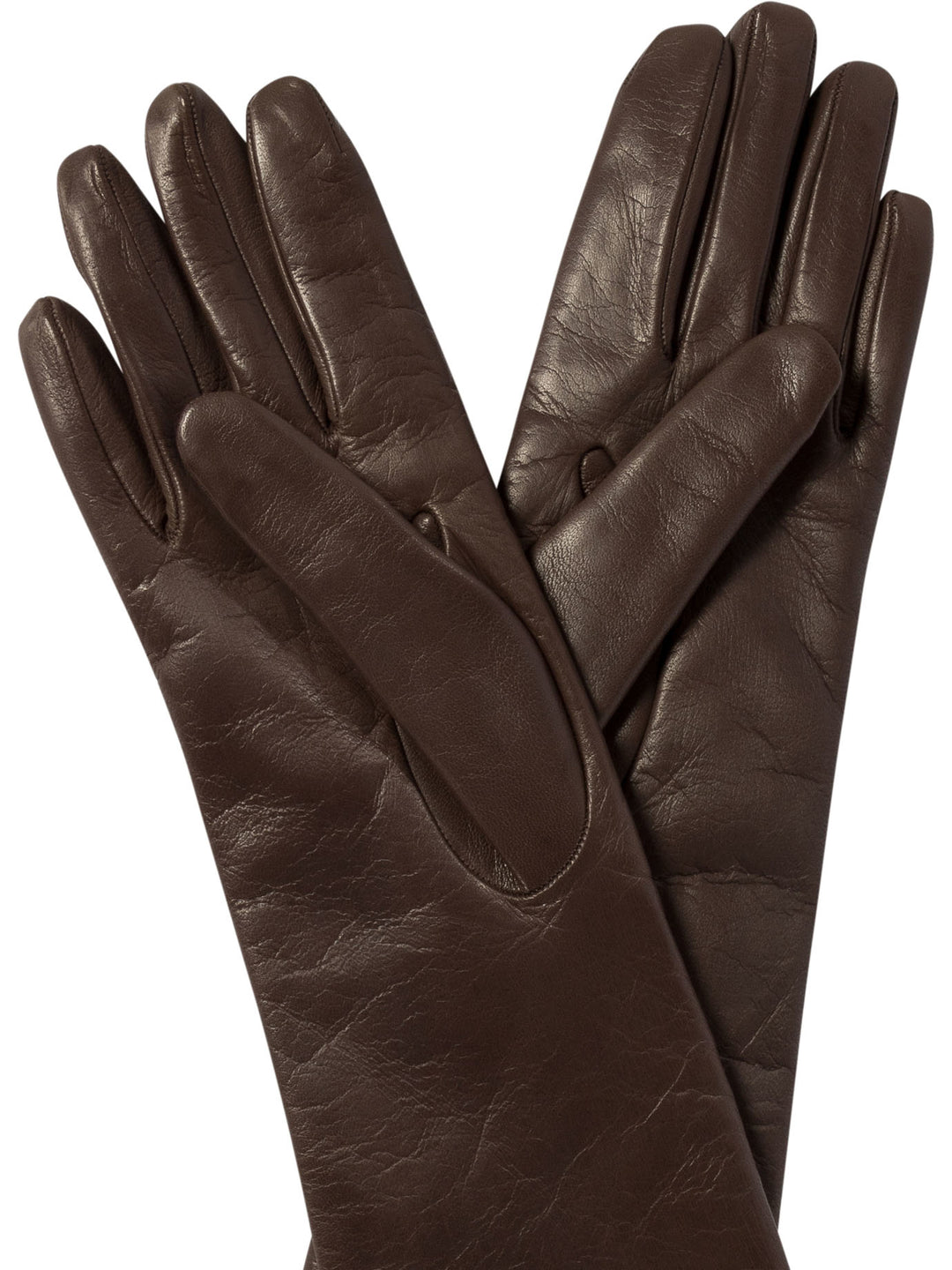 Long Leather Gloves Brown