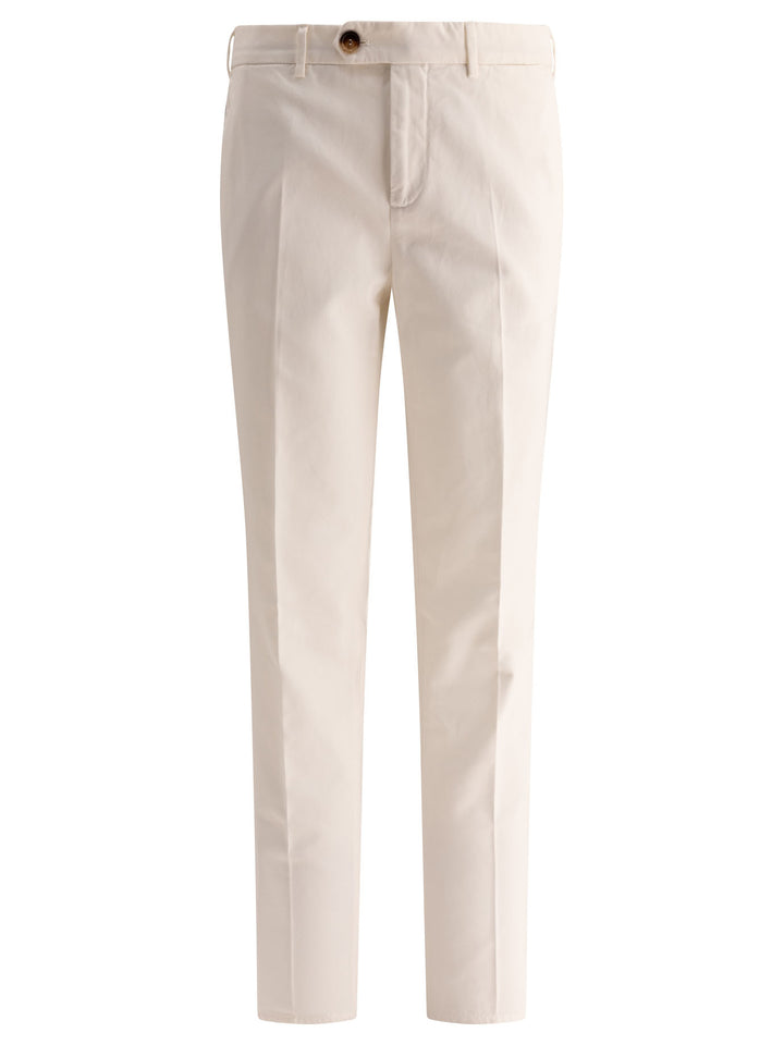 Garment-Dyed  In Twisted Cotton Gabardine Trousers White