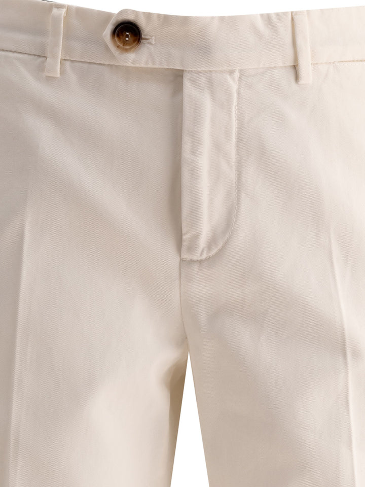 Garment-Dyed  In Twisted Cotton Gabardine Trousers White