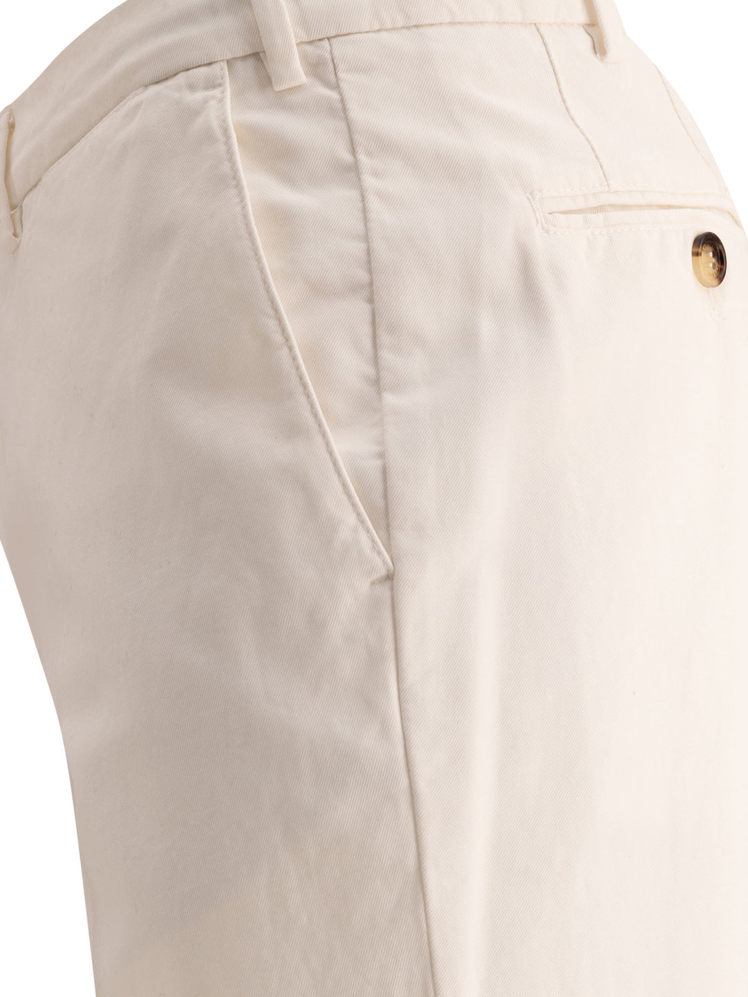 Garment-Dyed  In Twisted Cotton Gabardine Trousers White