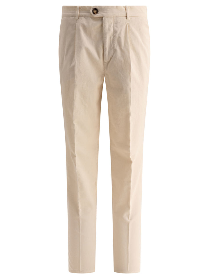 Garment-Dyed Leisure Fit  With Pleats Trousers White