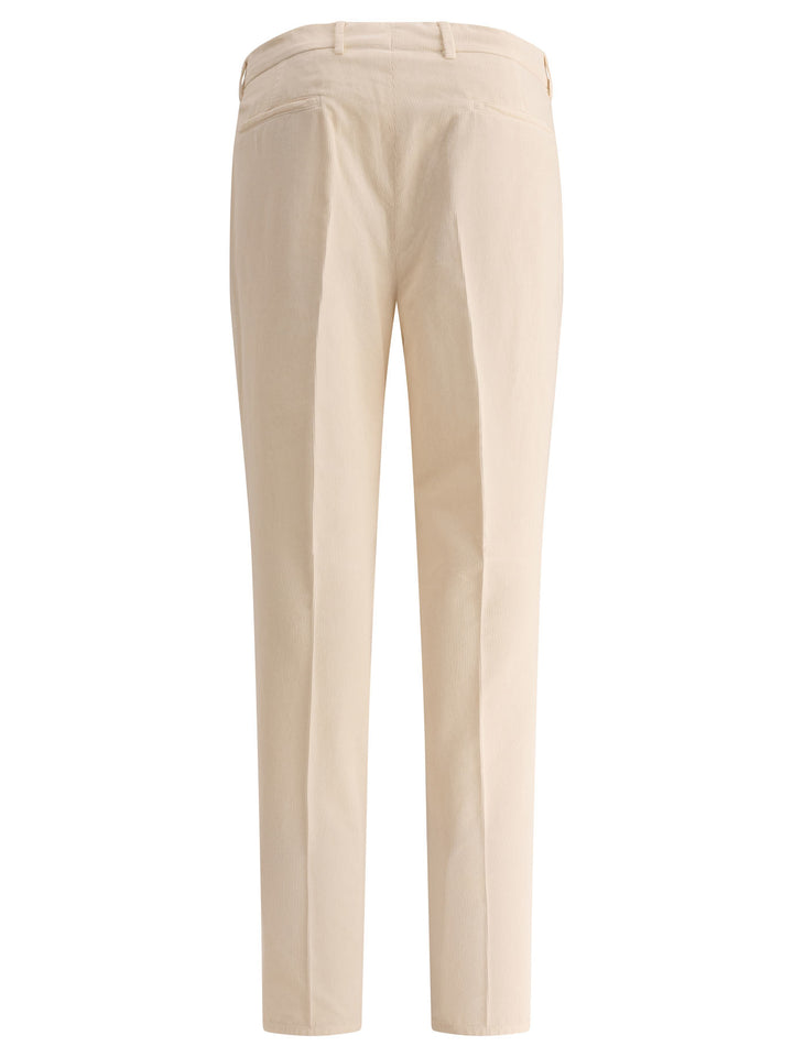 Garment-Dyed Leisure Fit  With Pleats Trousers White