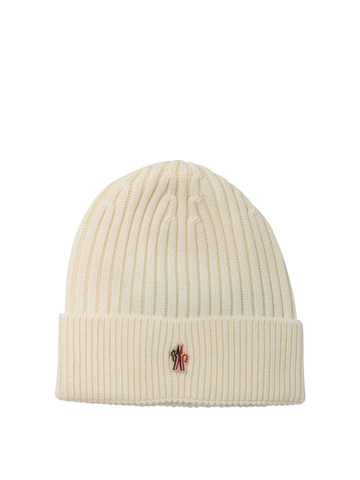 Ribbed Wool Beanie Hats White