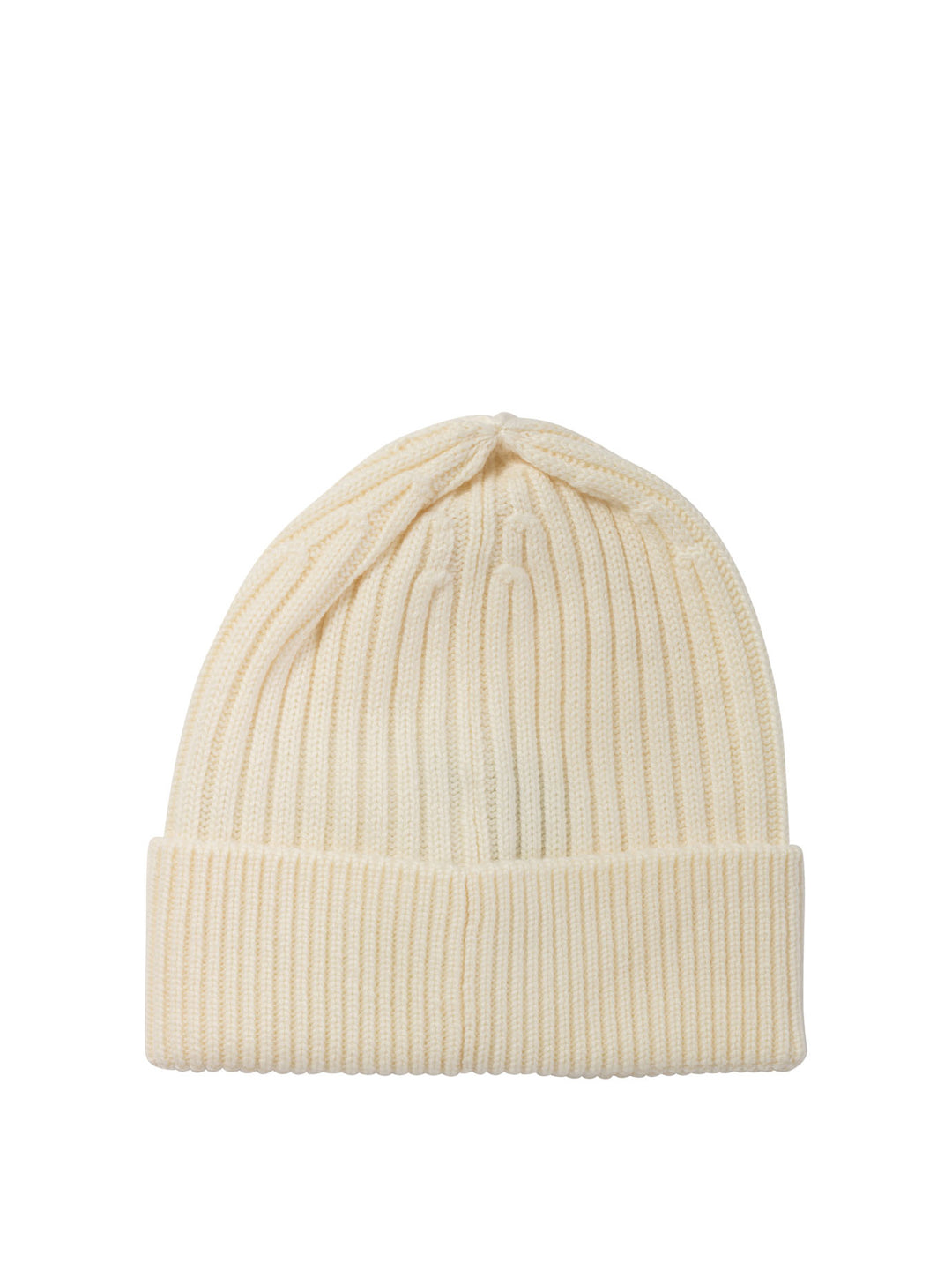 Ribbed Wool Beanie Hats White