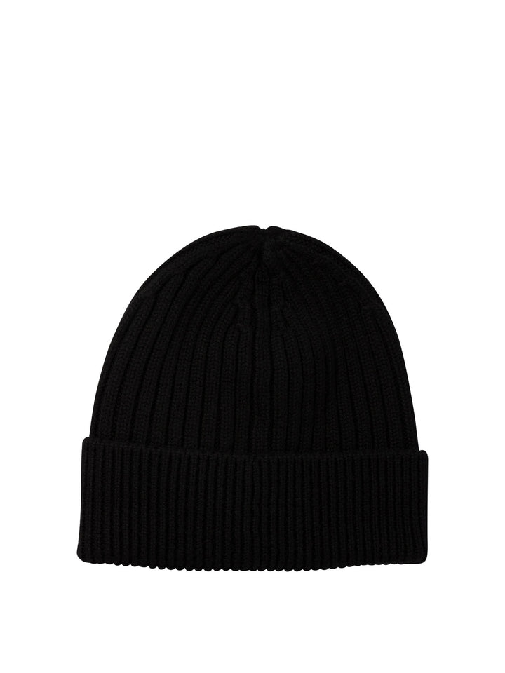 Ribbed Wool Beanie Hats Black