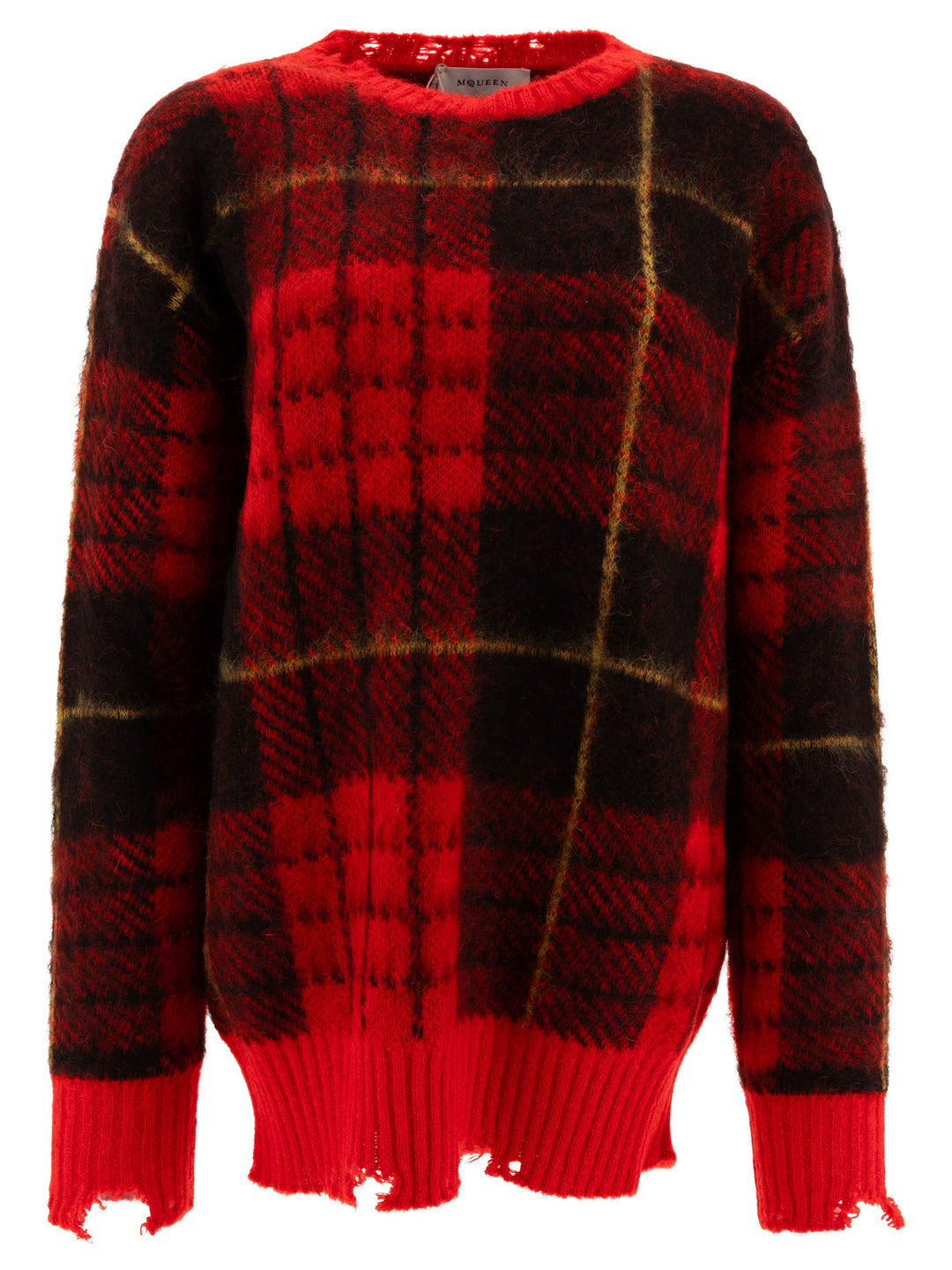 Tartan Distressed Knitwear Red