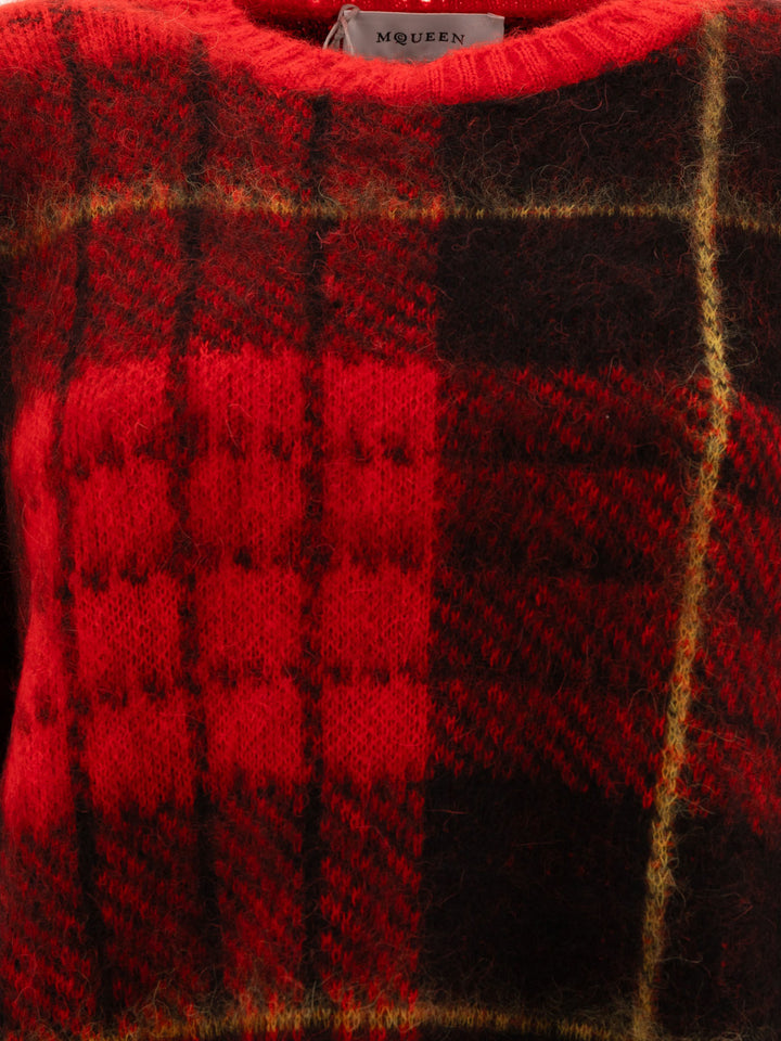 Tartan Distressed Knitwear Red