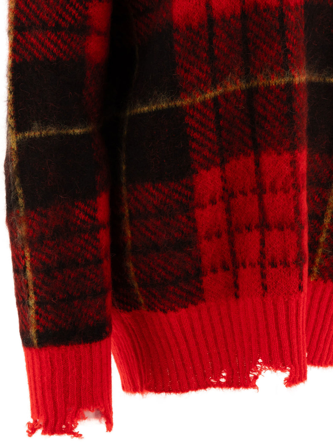 Tartan Distressed Knitwear Red