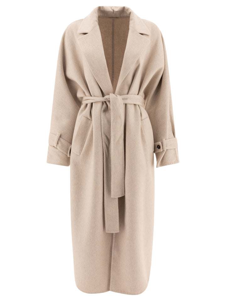 Hand-Crafted Coat In Cashmere Double Beaver Cloth With Monili Coats Beige