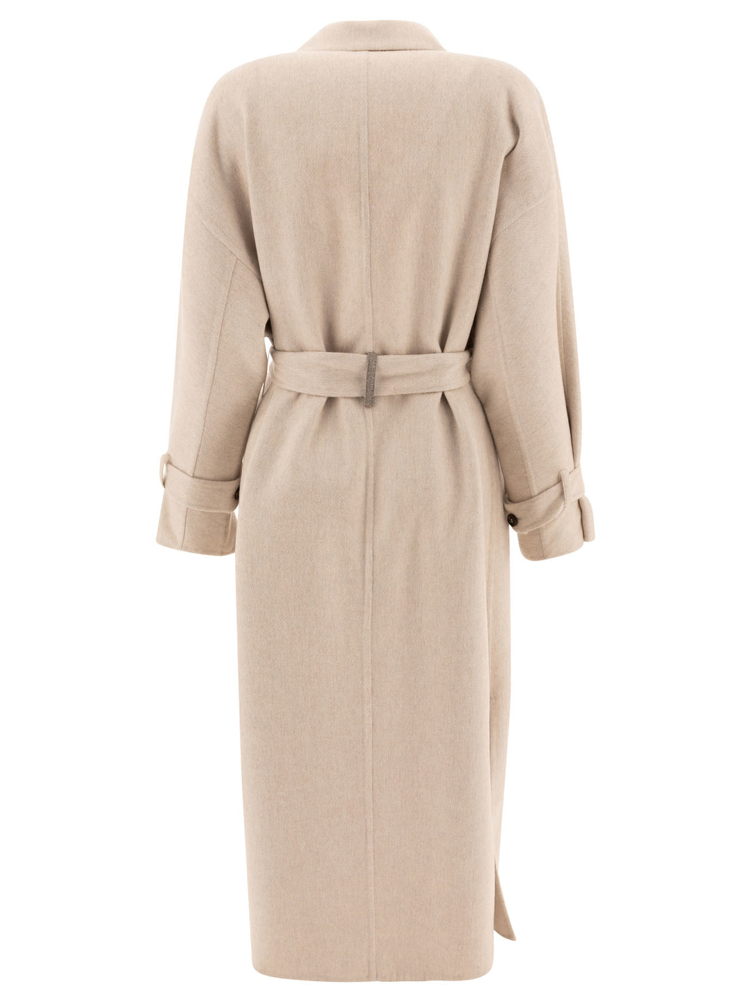 Hand-Crafted Coat In Cashmere Double Beaver Cloth With Monili Coats Beige