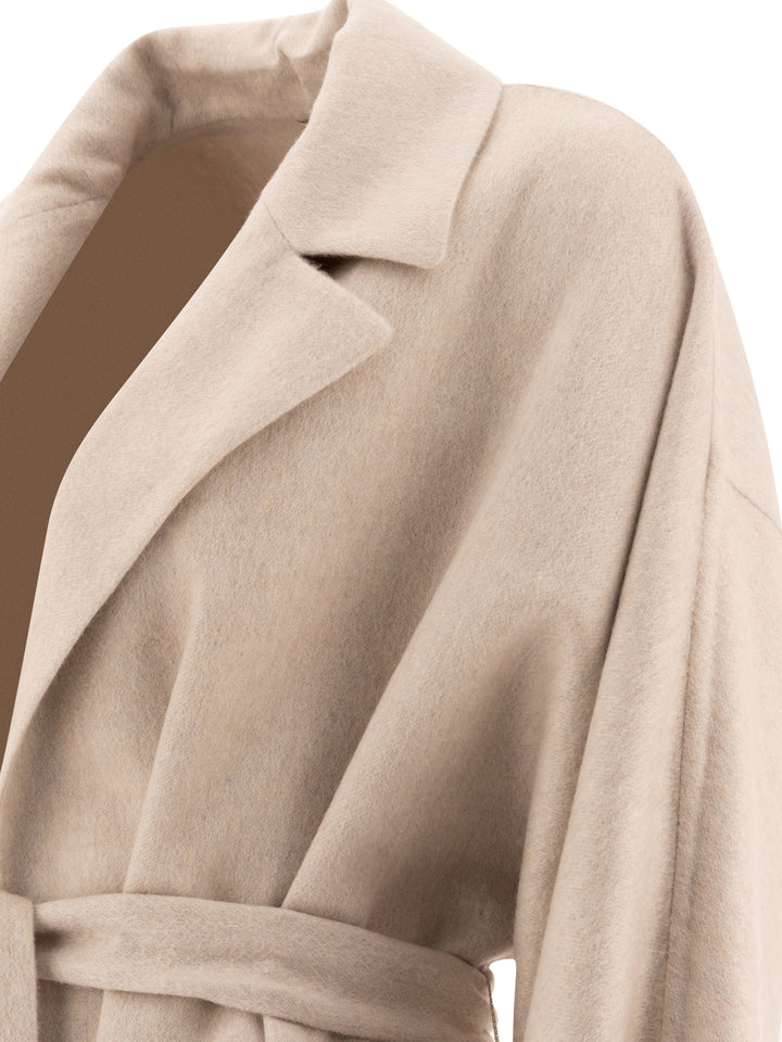 Hand-Crafted Coat In Cashmere Double Beaver Cloth With Monili Coats Beige