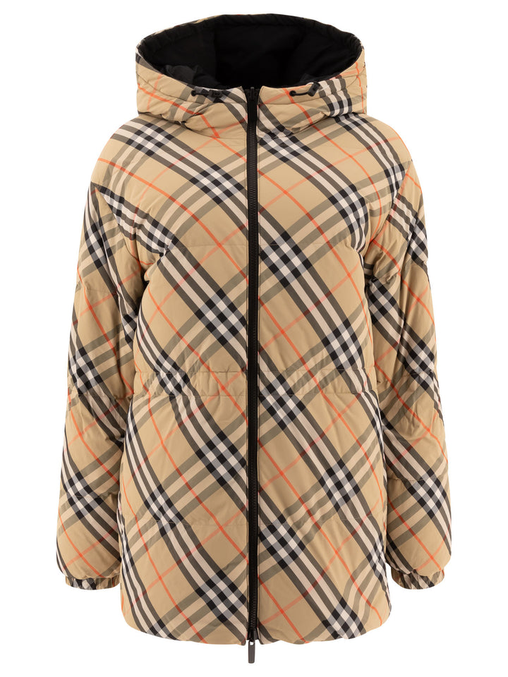 Reversible Check Down Jacket Jackets Beige