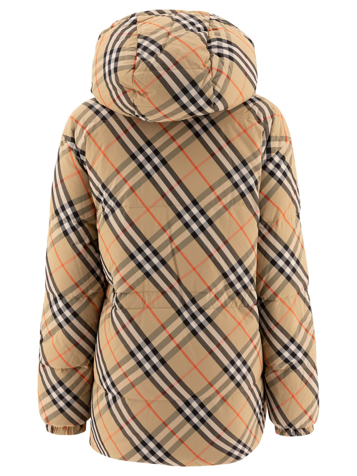 Reversible Check Down Jacket Jackets Beige